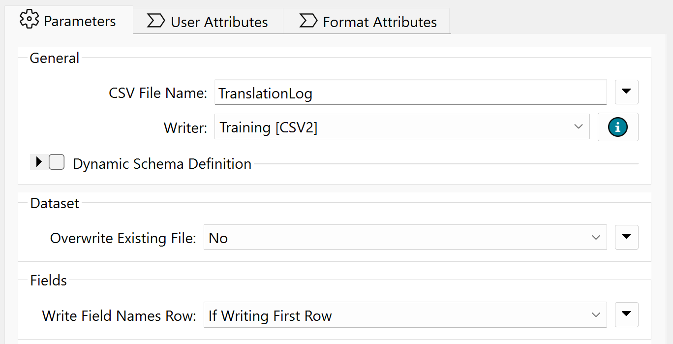 Writer feature type parameters